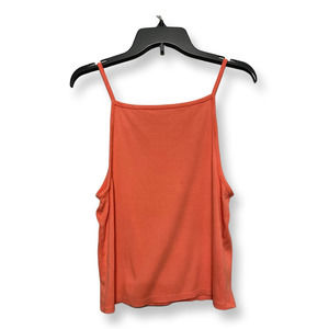 Womens Camisole Cami Top Coral Spaghetti Strap Square Neck Ribbed Pullover L